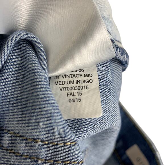 Gap 1969 Womens Girlfriend Vintage Jeans Size 32 R Blue Distressed Holes MidRise - Picture 11 of 11